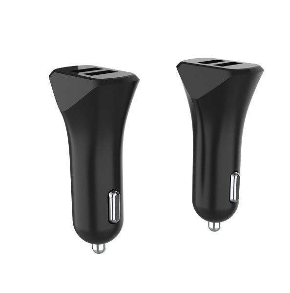 Black Smart IC ROHS 3.4A Dual Port Car Charger